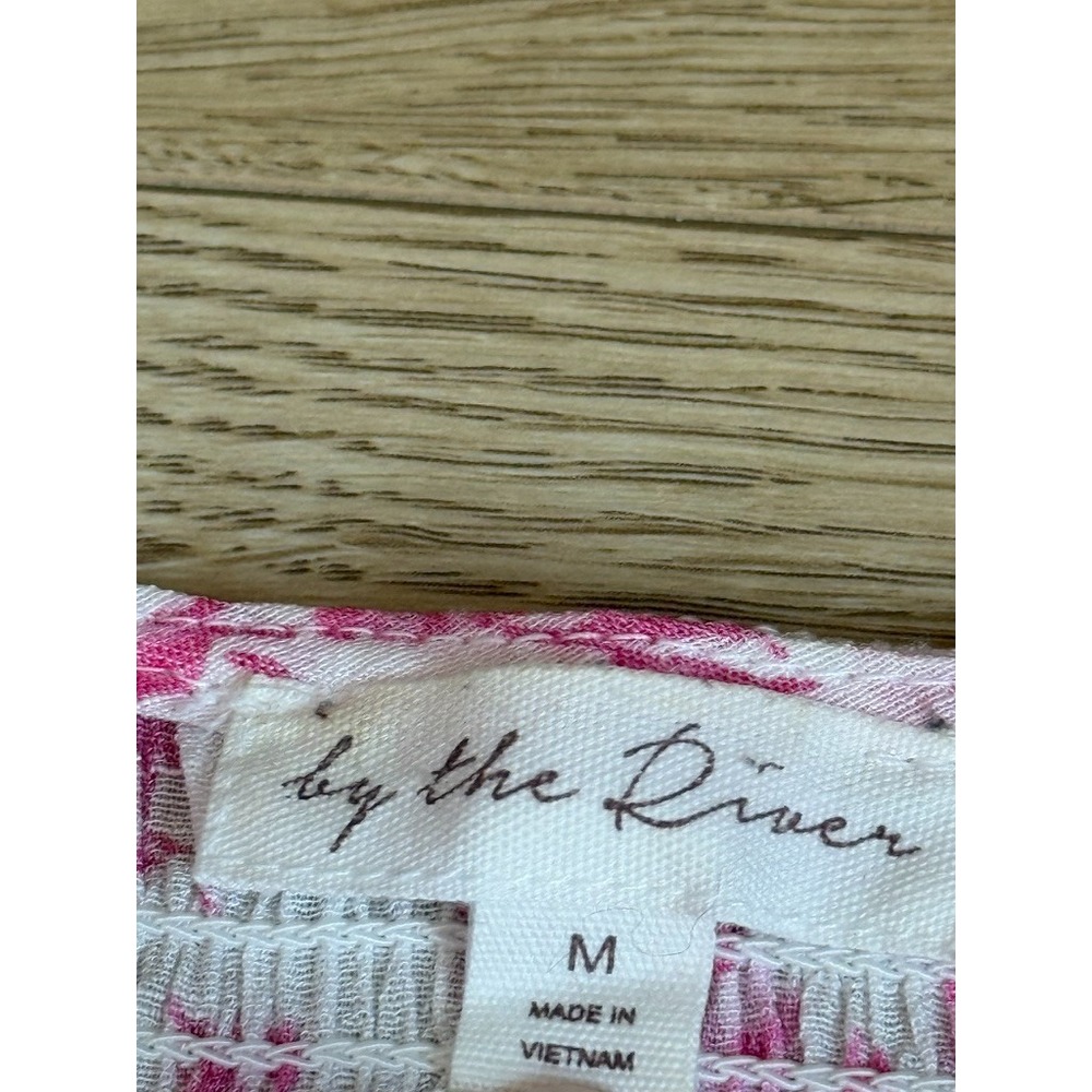 Anthropologie By The River Smocked Floral Dress Pink Cottagecore Feminine sz M - Picture 3 of 13